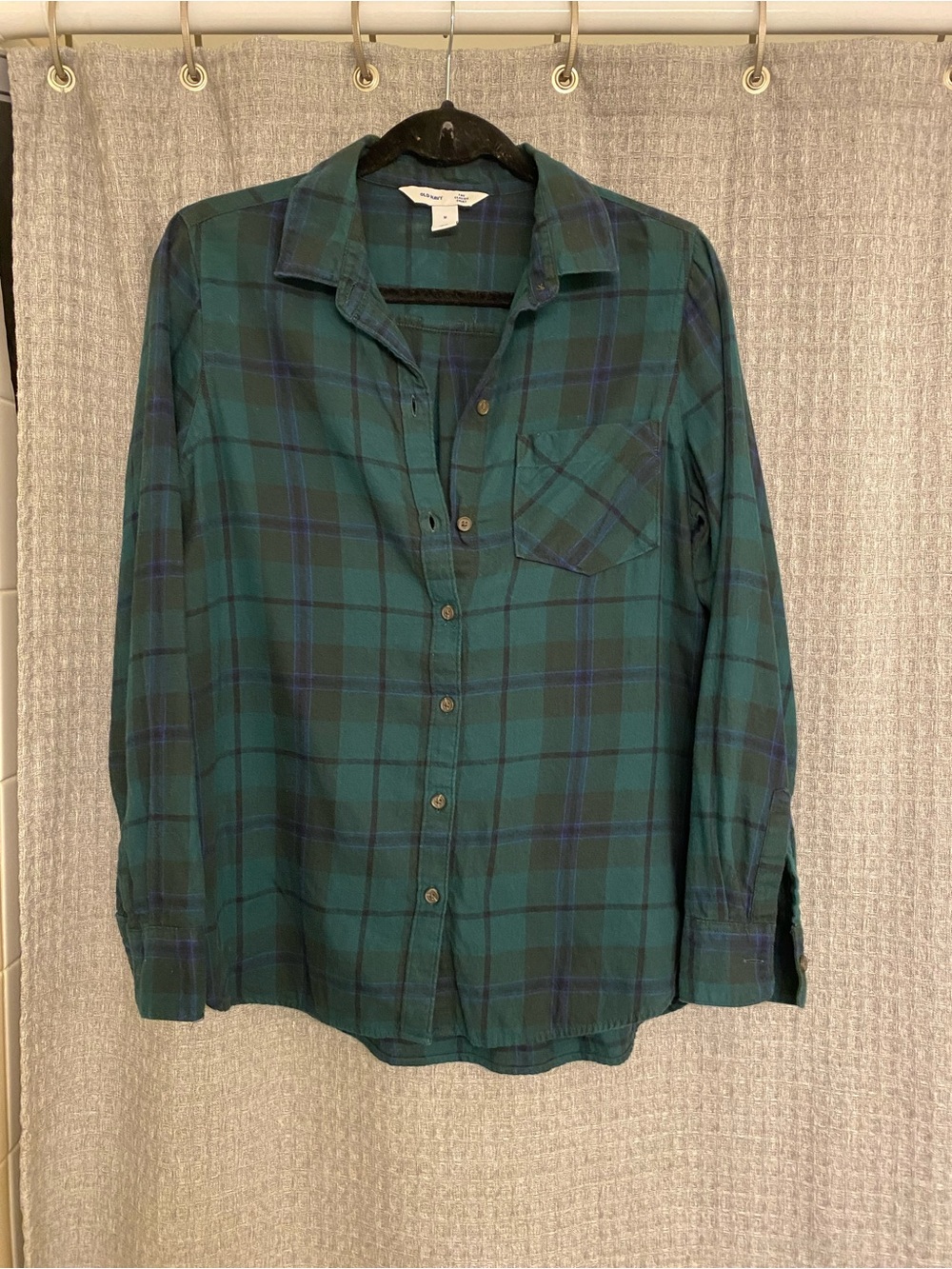 Casual Green Plaid Button-Down Shirt - Old Navy